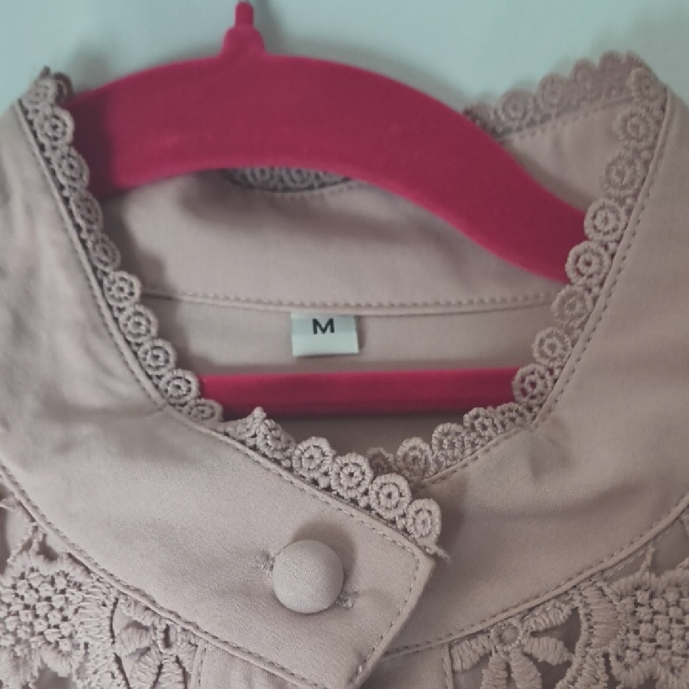 Elegant Lace Detail Pink Blouse - Picture 4 of 8